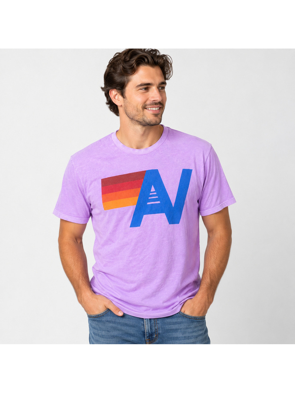 Aviator Nation Men's Graphic T-Shirt Purple Retro Logo Made in USA Size M